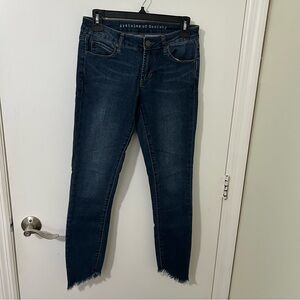 Articles of Society | Dark Blue Skinny Jeans Asymmetric Frayed Hem | Size 25